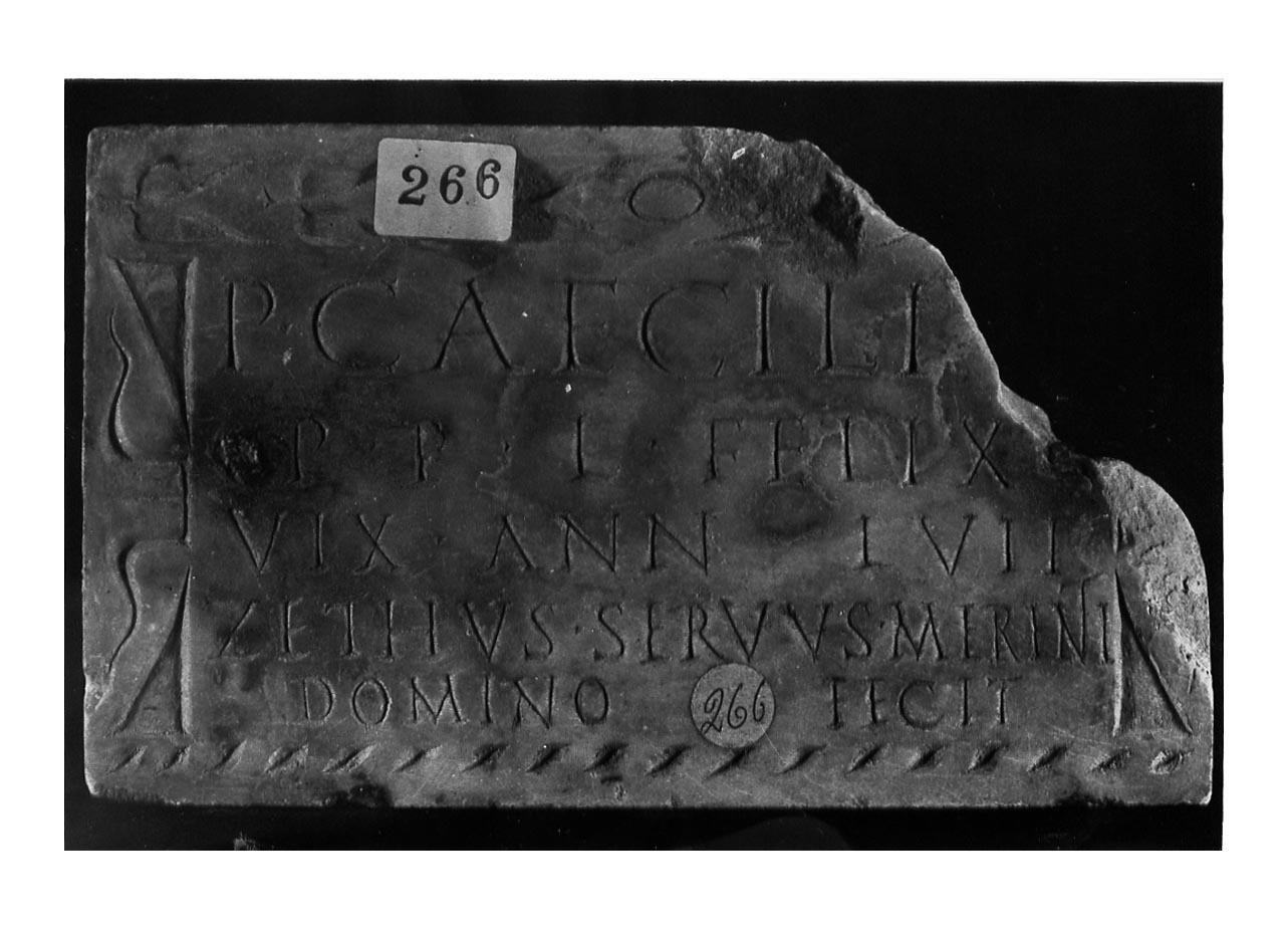 iscrizione funeraria - produzione imperiale (fine sec. I d.C)