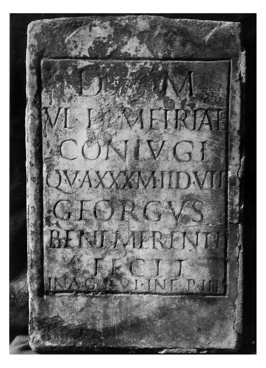 iscrizione funeraria - produzione imperiale (sec. II d.C)