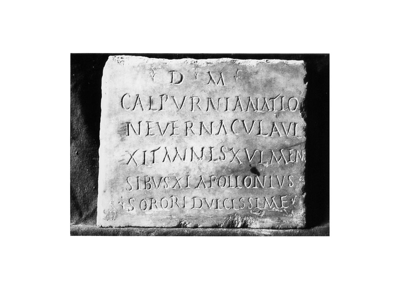 iscrizione funeraria - produzione imperiale (secc. II-III d.C)