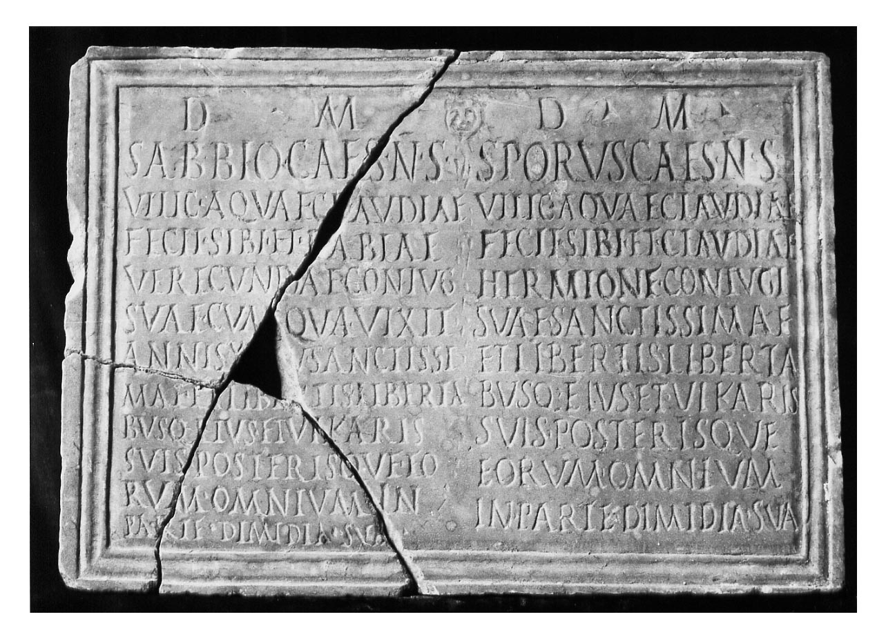 iscrizione funeraria - produzione imperiale (seconda metà sec. II d.C)