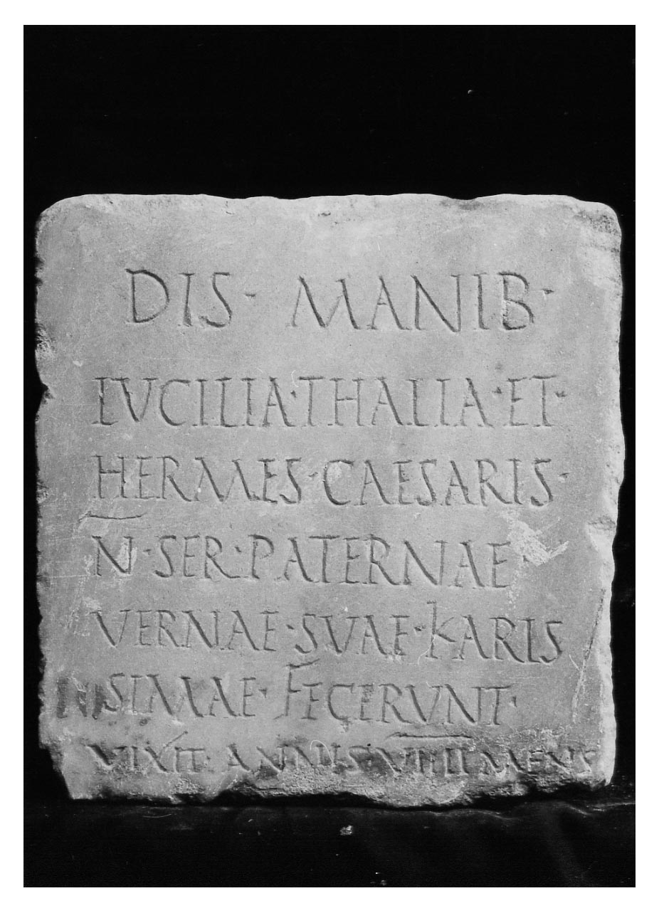 iscrizione funeraria - produzione imperiale (sec. II d.C)