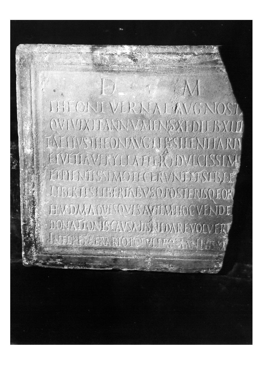 iscrizione funeraria - produzione imperiale (sec. II d.C)