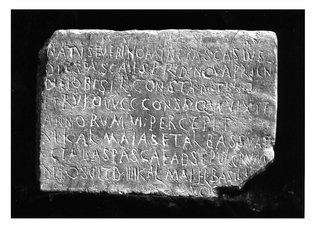 iscrizione funeraria - produzione tardoantica (sec. V d.C)