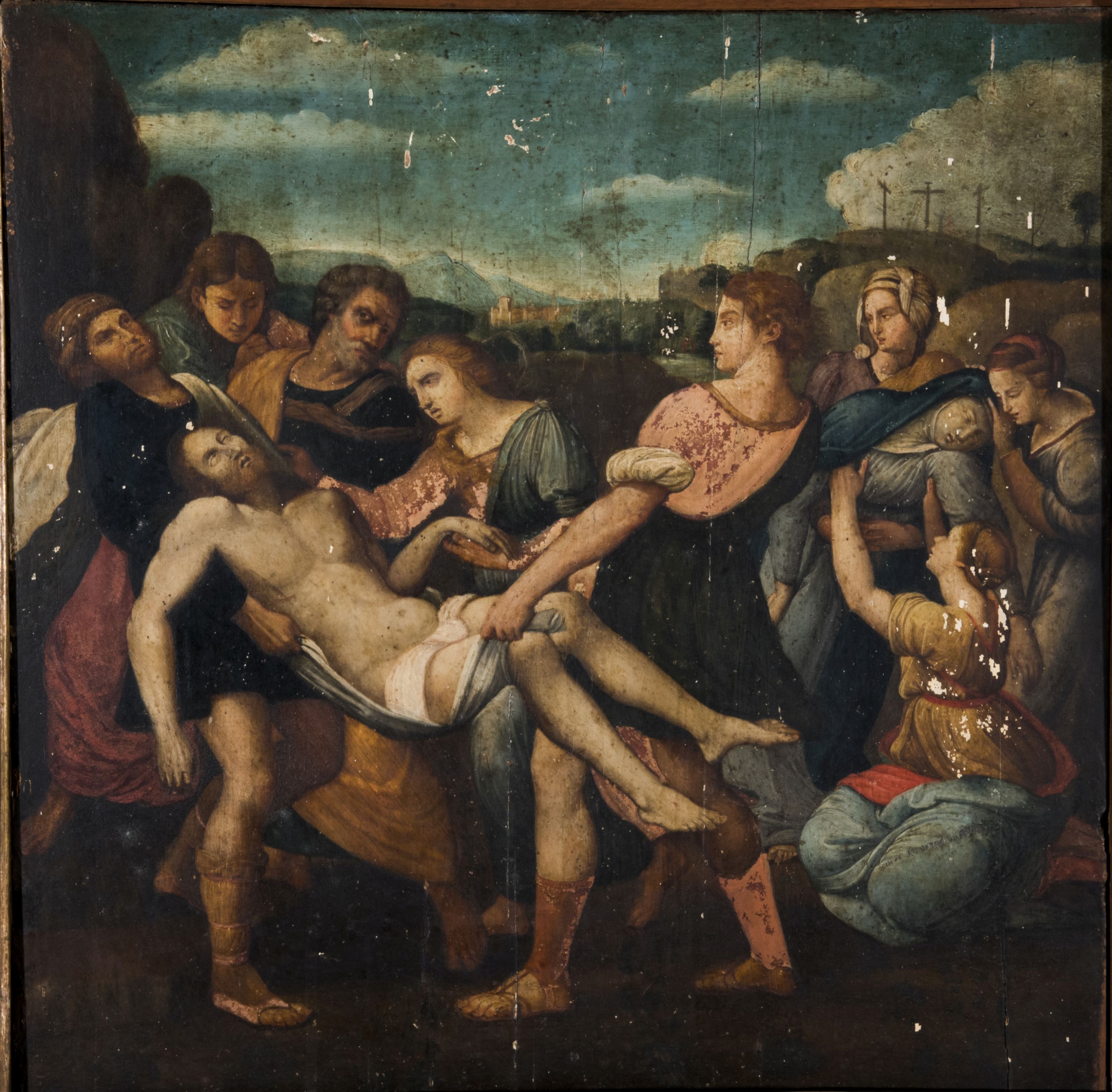 trasporto di Cristo al sepolcro (dipinto) - ambito umbro (?) (sec. XVI)