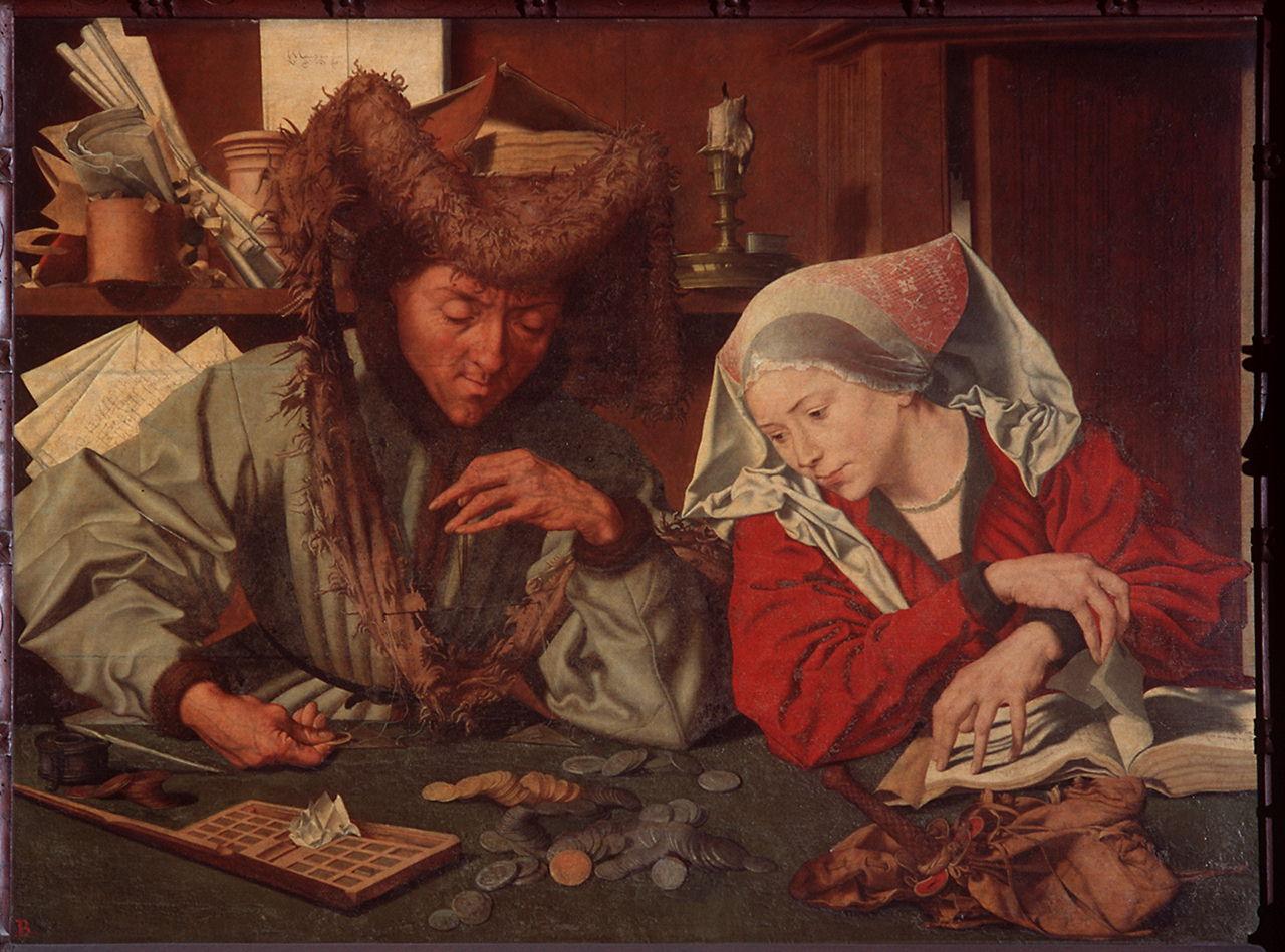 cambiavalute con la moglie (dipinto) di Reymerswaele Marinus van (sec. XVI)