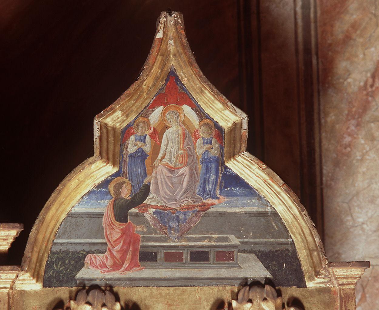 San Tommaso riceve la cintura dalla Madonna Assunta (cimasa di polittico) di Giovanni di Francesco del Cervelliera da Rovezzano (sec. XV)
