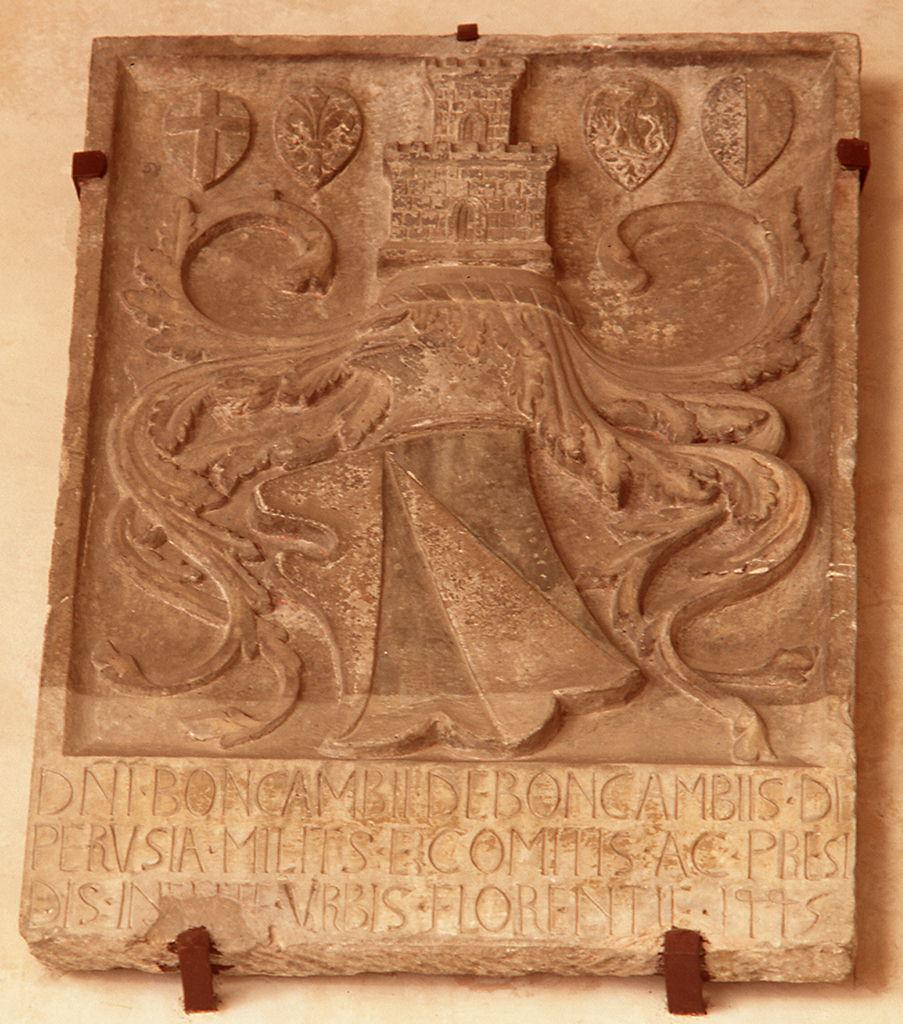 stemma del podestà Boncambio dei Boncambi da Perugia (rilievo) - produzione toscana (sec. XV)