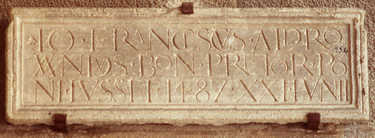 lapide documentaria - bottega toscana (sec. XV)