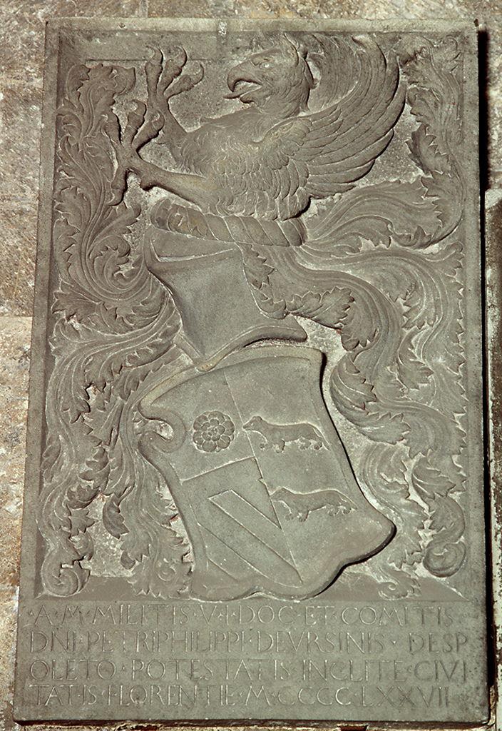 stemma del podestà Pier Filippo Orsini di Spoleto (rilievo) di Ferrucci Francesco di Simone (bottega) (sec. XV)