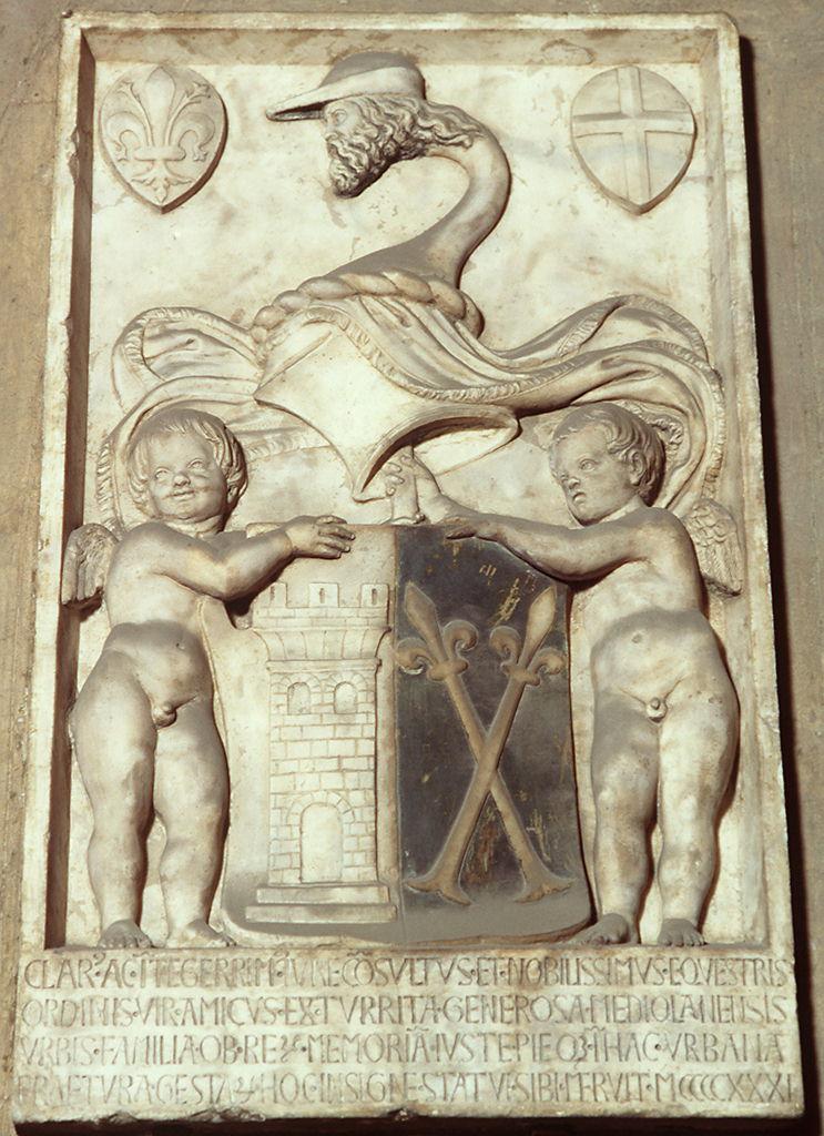 putti con stemma del podestà Amico della Torre (rilievo) di Della Robbia Luca (sec. XV)