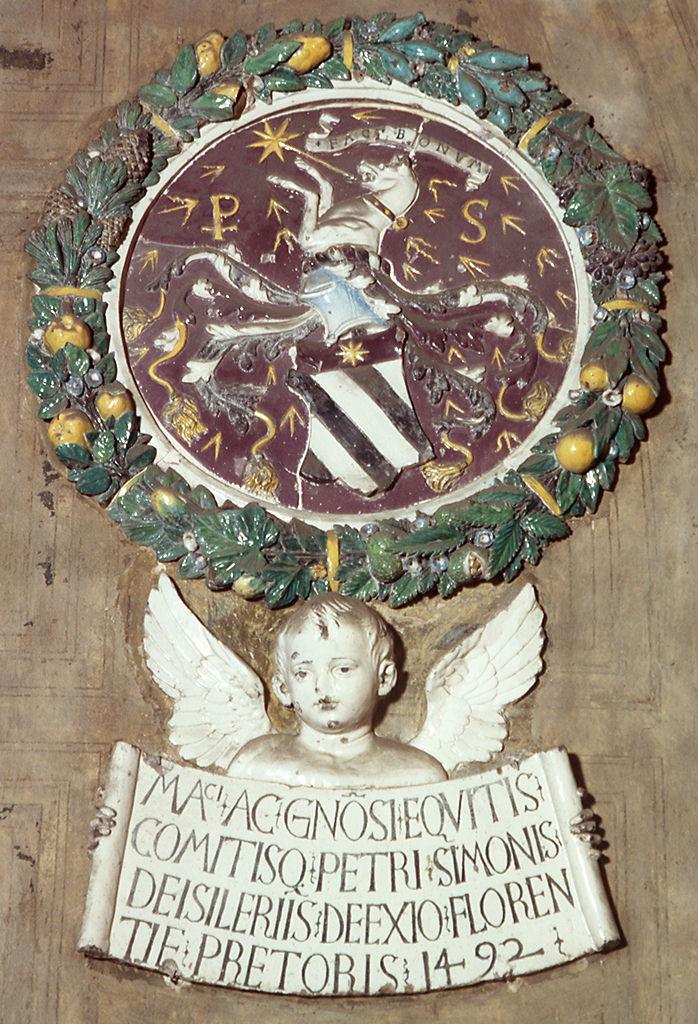stemma del podestà Pietro di Simone Isileri (rilievo) di Della Robbia Andrea (bottega) (sec. XV)