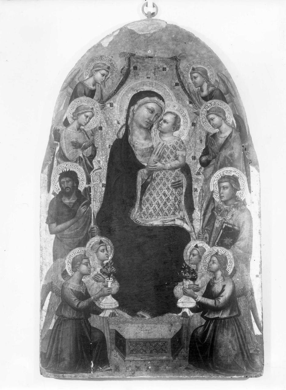 Madonna in trono con Bambino, san Giovanni Battista, santo Stefano e otto angeli (dipinto) di Gerini Niccolò di Pietro (attribuito) (ultimo quarto sec. XIV)