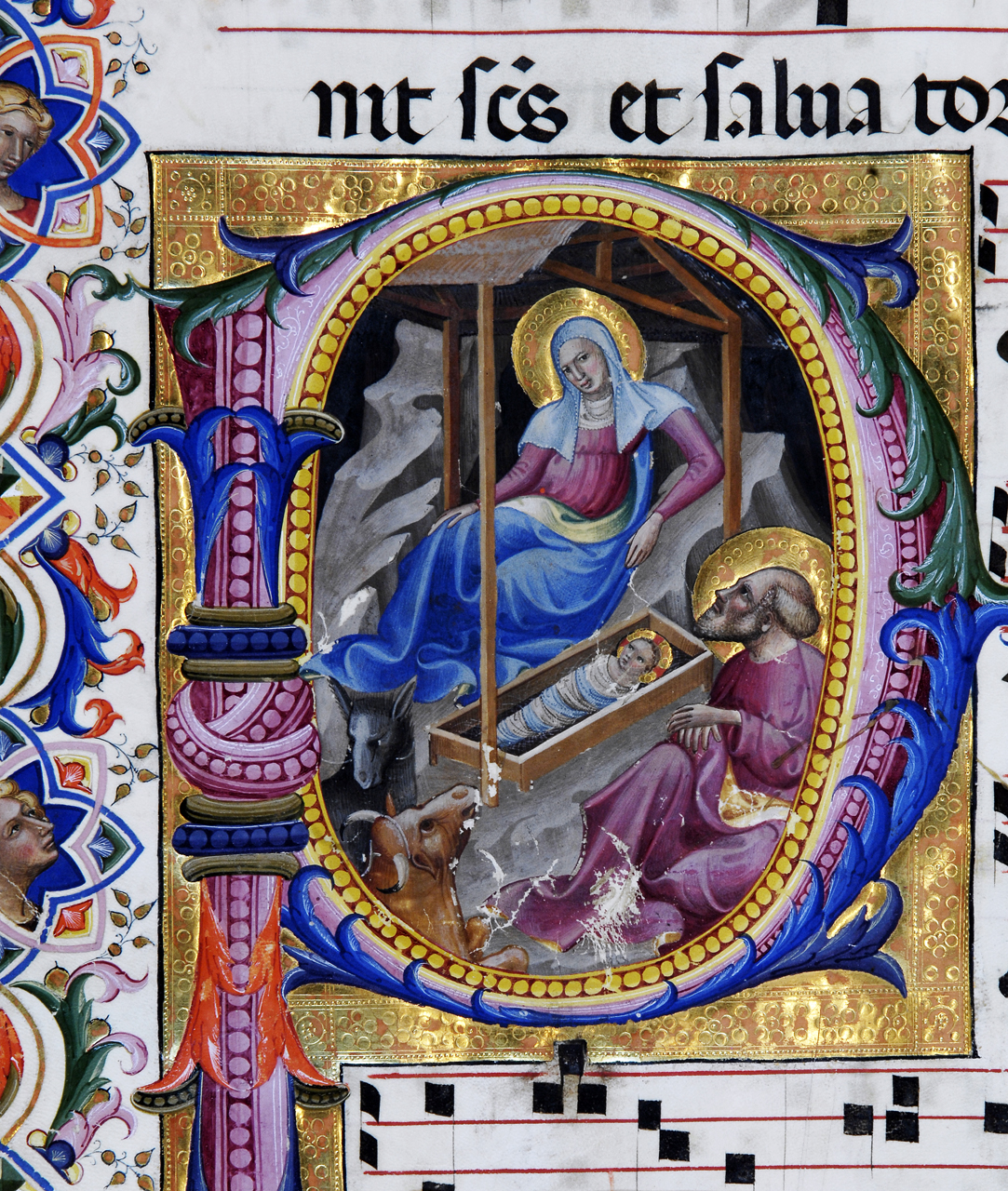 natività di Gesù (miniatura) di Bartolomeo di Fruosino (attribuito) (primo quarto sec. XV)
