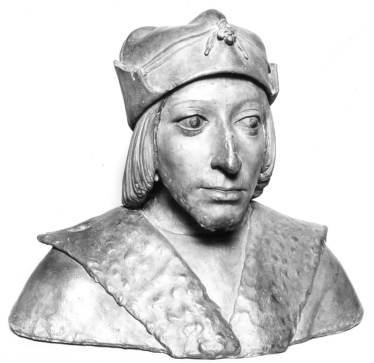 Ritratto di Carlo VIII, ritratto d'uomo (scultura - mezzobusto) - ambito fiorentino (sec. XV)