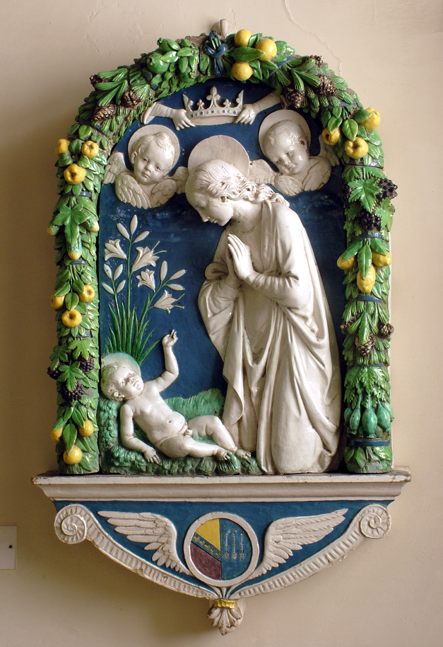Madonna in adorazione di Gesù Bambino (rilievo) di Della Robbia Andrea (sec. XV)