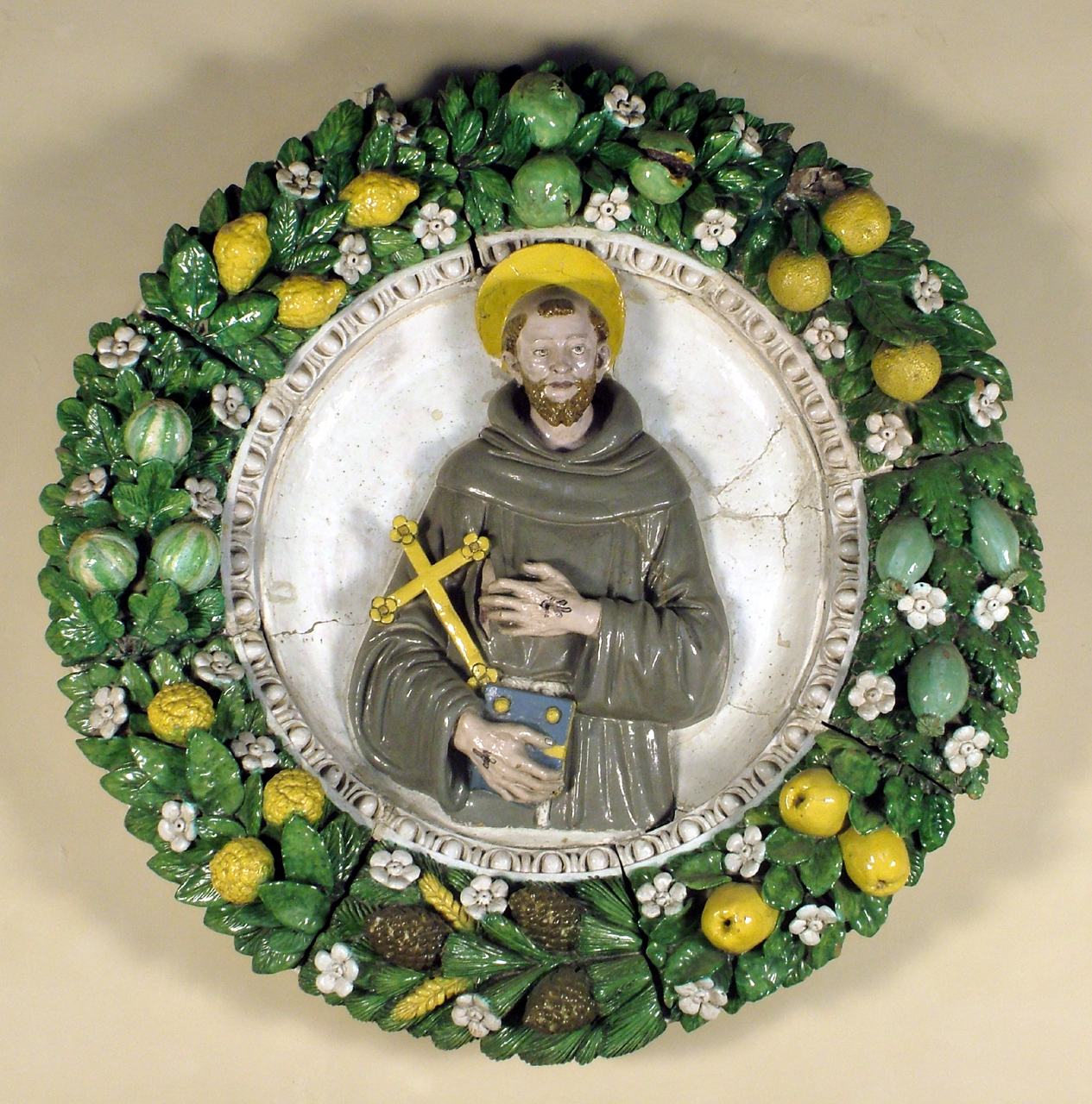 San Francesco d'Assisi (rilievo) di Della Robbia Giovanni (bottega) (sec. XVI)