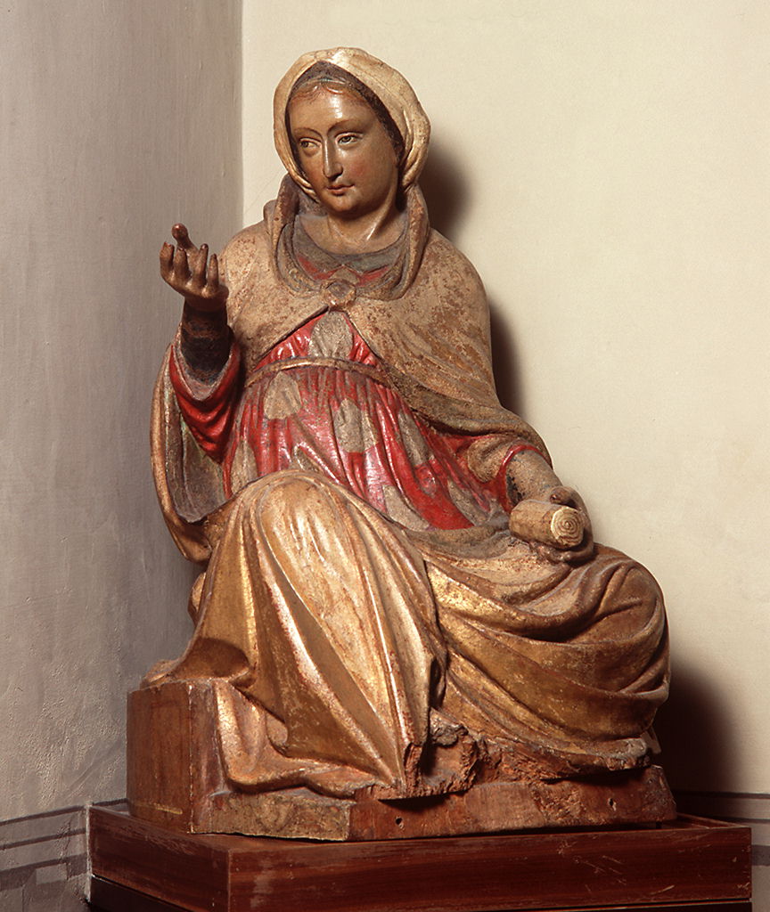 figura femminile seduta (scultura) di Romanelli Mariano d'Agnolo (sec. XIV)
