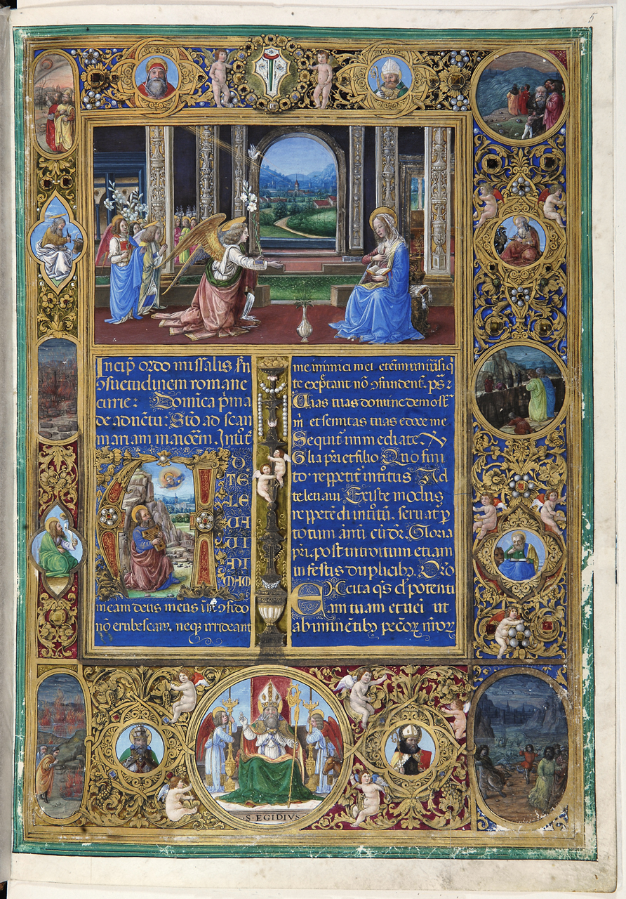 iniziali istoriate (miniatura, serie) di Monte di Giovanni del Fora, Gherardo di Giovanni detto Gherardo del Fora (seconda metà sec. XV)