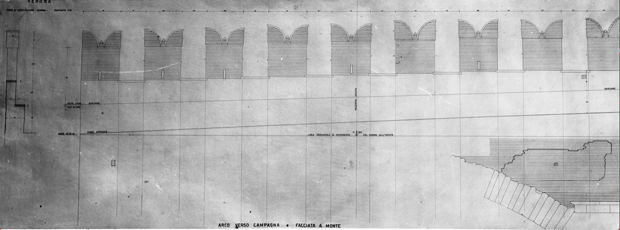 progetti - ponti - ponte di Castelvecchio <Verona> (negativo) di Soprintendenza ai monumenti prov. VR MN CR (metà XX)