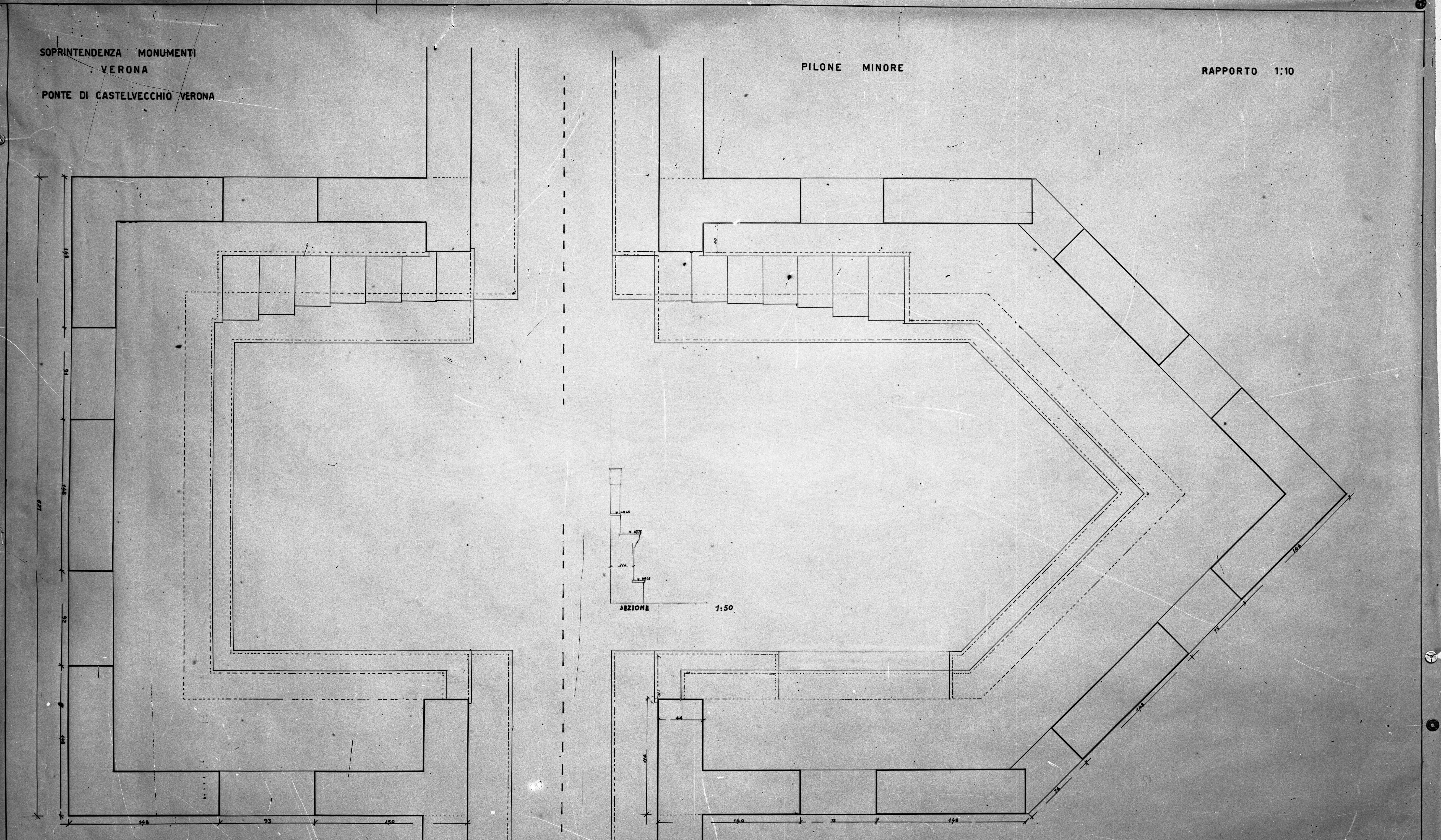 Progetti - Ponti - Castelvecchio <Verona> (negativo) di SOPRINTENDENZA AI MONUMENTI PROV. VR MN CR (attribuito) (metà XX)