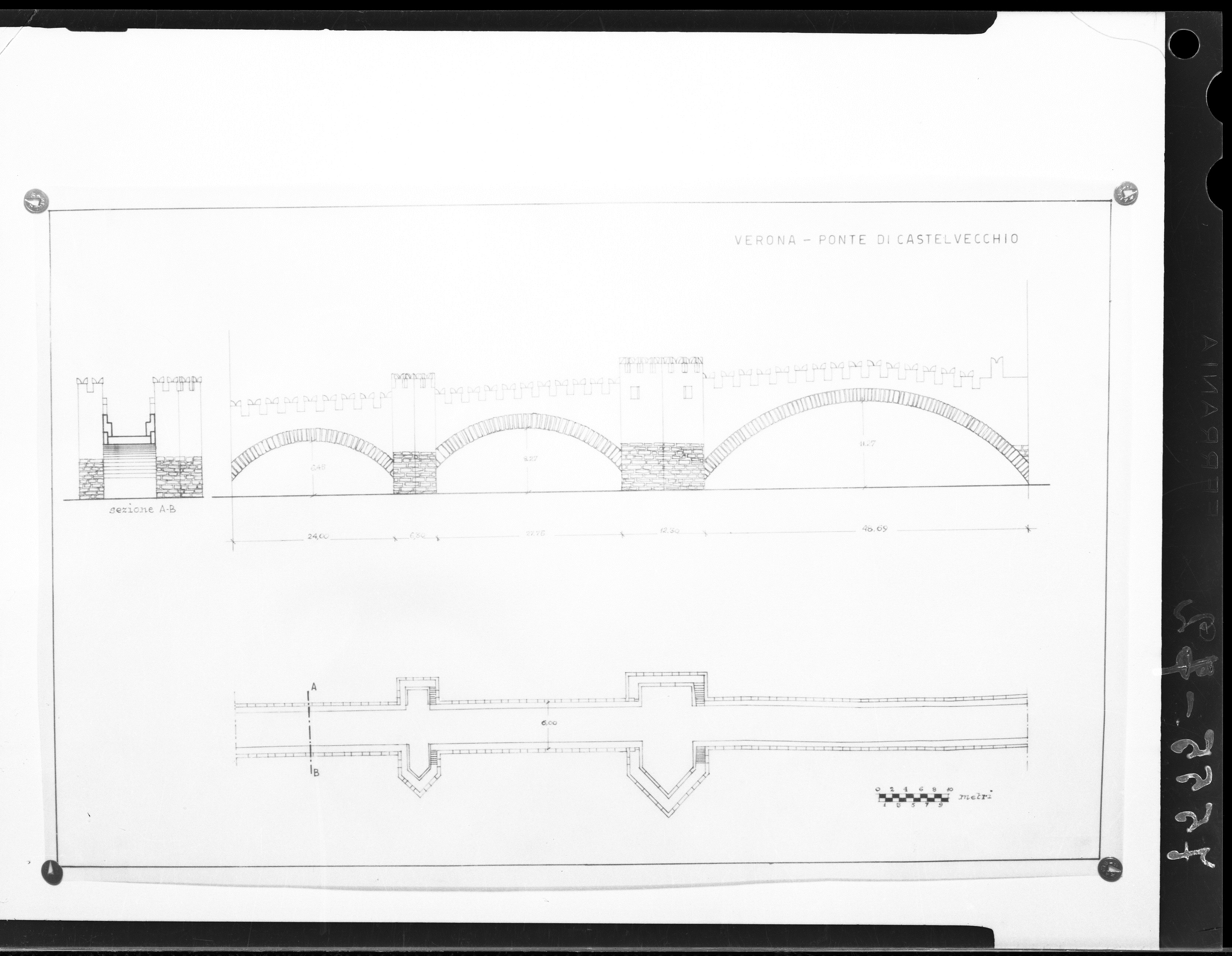 Progetti - Ponti - Castelvecchio <Verona> (negativo) di SOPRINTENDENZA AI MONUMENTI PROV. VR MN CR (attribuito) (metà XX)