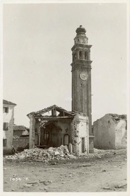 Veneto - Nervesa - Sovilla - rovine - macerie - chiese - campanili - 1918 (positivo) di Marzocchi, Luigi (primo quarto XX)