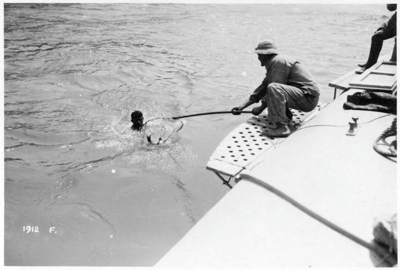 Lago di Garda - pesca - marinai - regia marina - pesci - mas - M.A.S. - imbarcazioni - 1918 (positivo) di Marzocchi, Luigi (primo quarto XX)