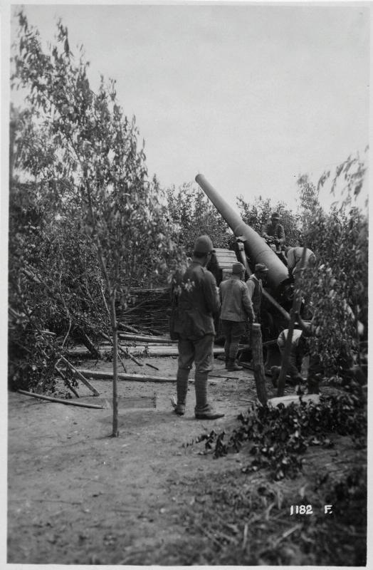 San Biagio di Callalta - cannoni - artiglieria - 1918 (positivo) di Marzocchi, Luigi (primo quarto XX)