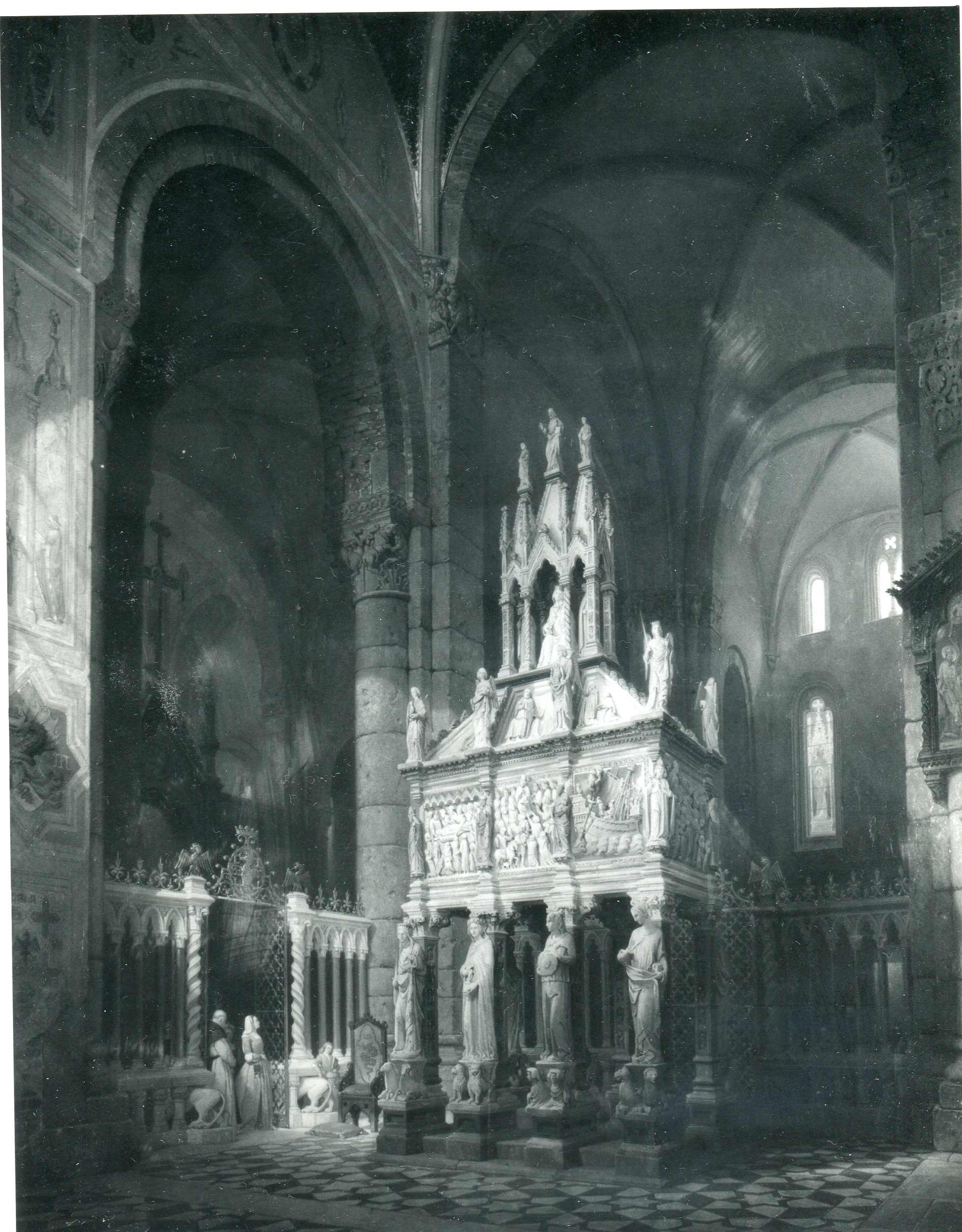 interno della Basilica di S.Eustorgio a Milano (dipinto, opera isolata) di Bisi Luigi (sec. XIX)