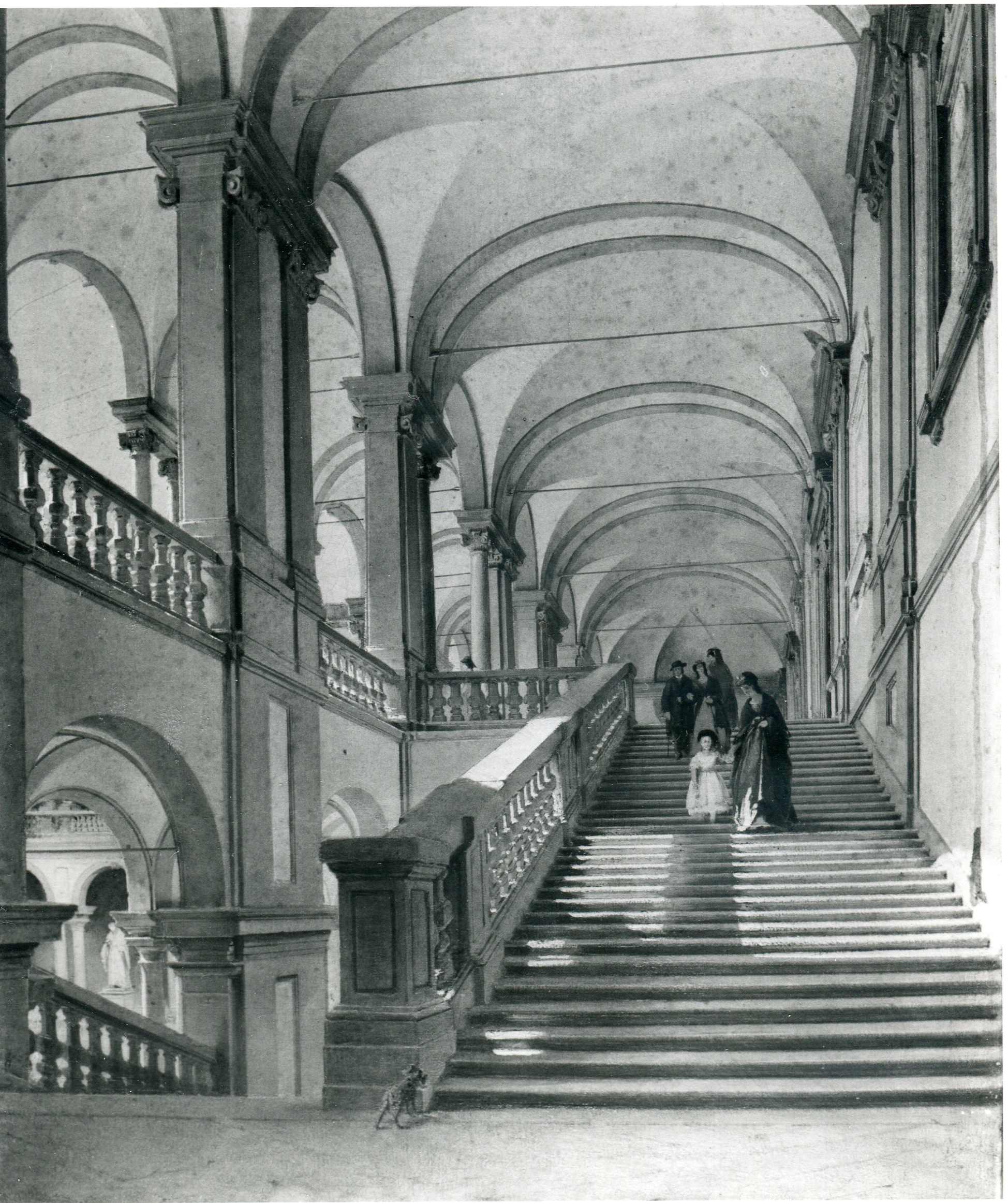 scalone del Palazzo di Brera (dipinto, opera isolata) di Brambilla Ferdinando (sec. XIX)