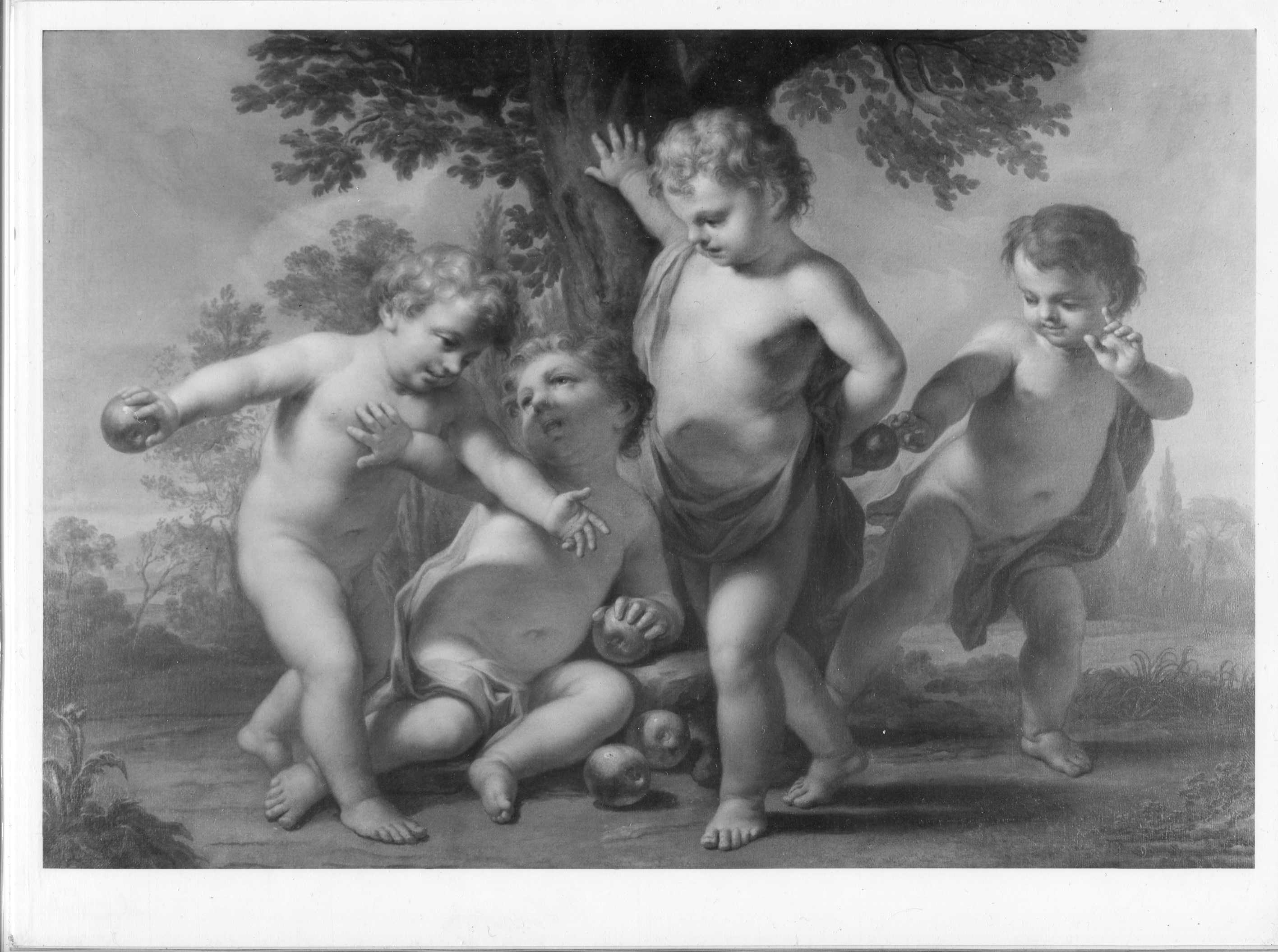 Amorini che giocano con dei putti (dipinto, ciclo) di Monticelli Angelo (attribuito) - ambito lombardo (fine/ inizio sec. XVIII/ XIX)