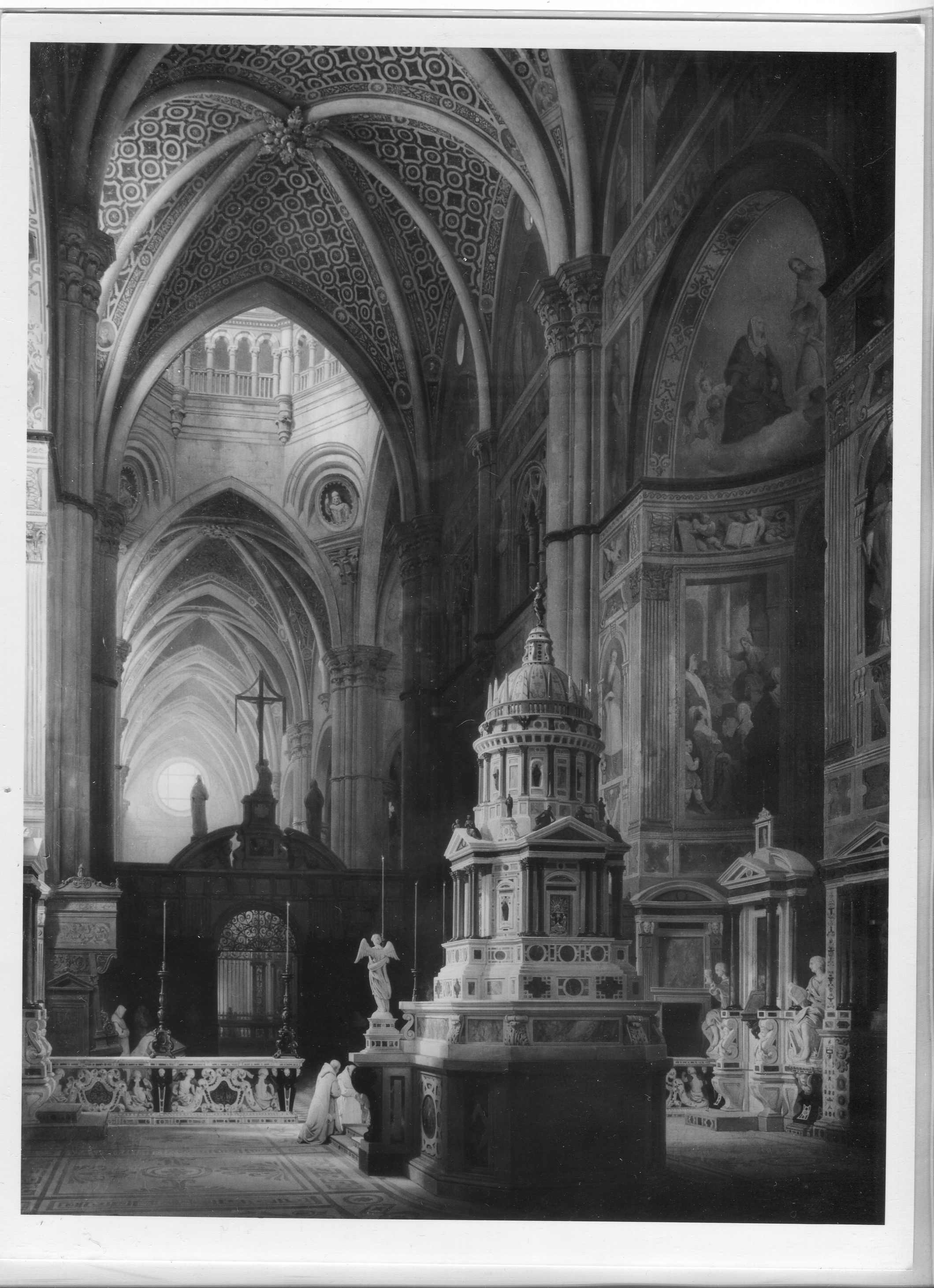 Presbiterio della Certosa di Pavia (dipinto, opera isolata) di Bisi Luigi (attribuito) - ambito lombardo (metà sec. XIX)