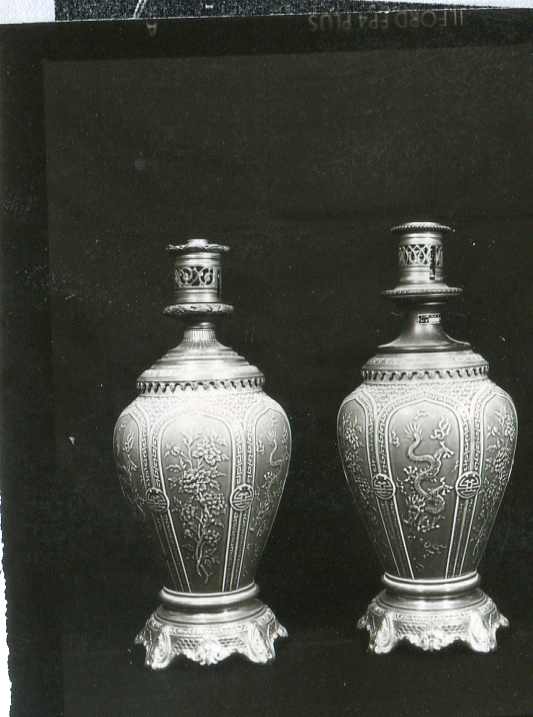 lampada a olio, coppia - ambito europeo (ultimo quarto sec. XIX)