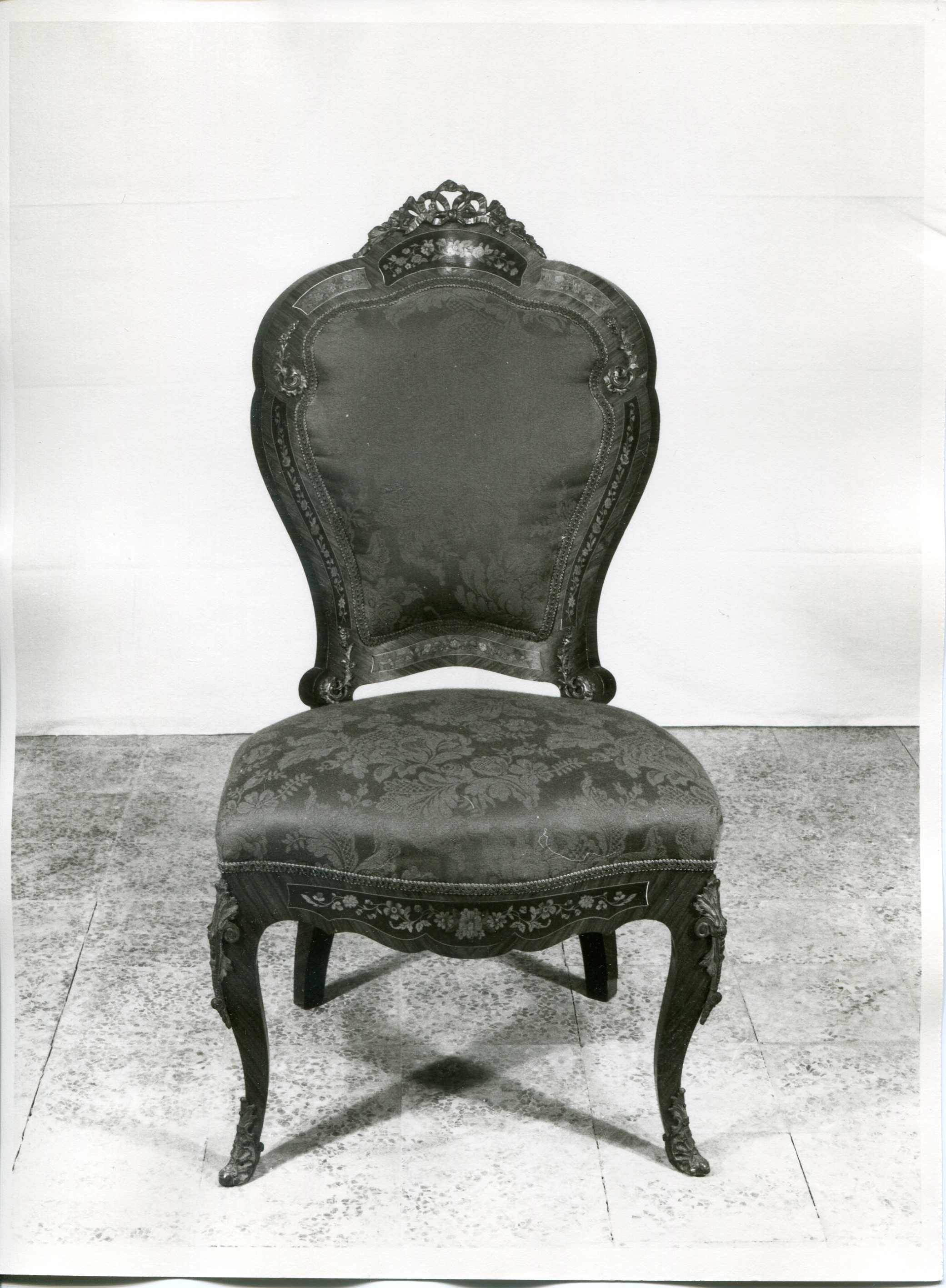 sedia, elemento d'insieme - manifattura lombarda (ultimo quarto sec. XIX)