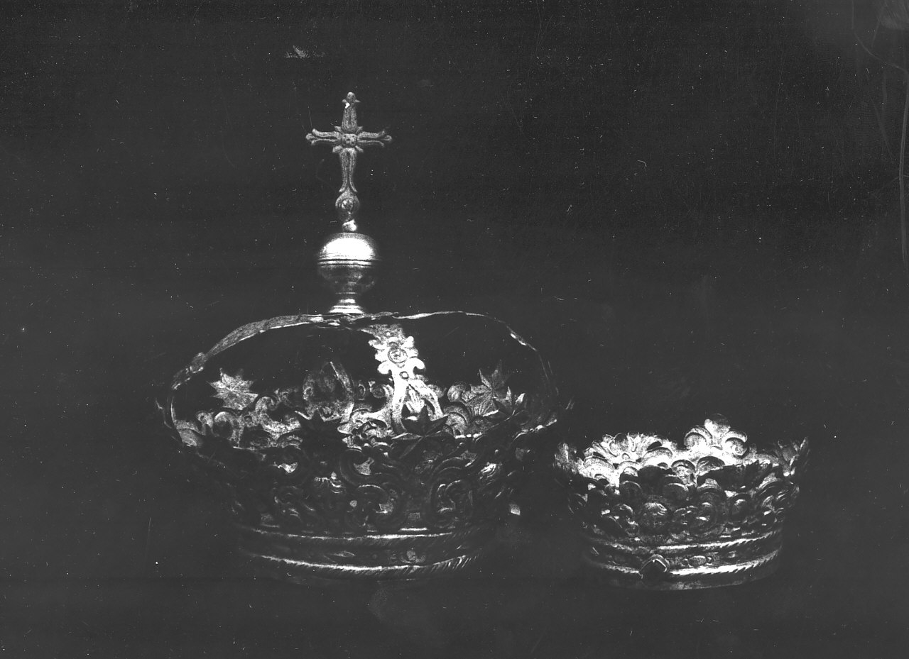 corona del Rosario con girali e teste d'angelo, corona della madonna del rosario (corona da statua, serie) - bottega napoletana (sec. XVIII)