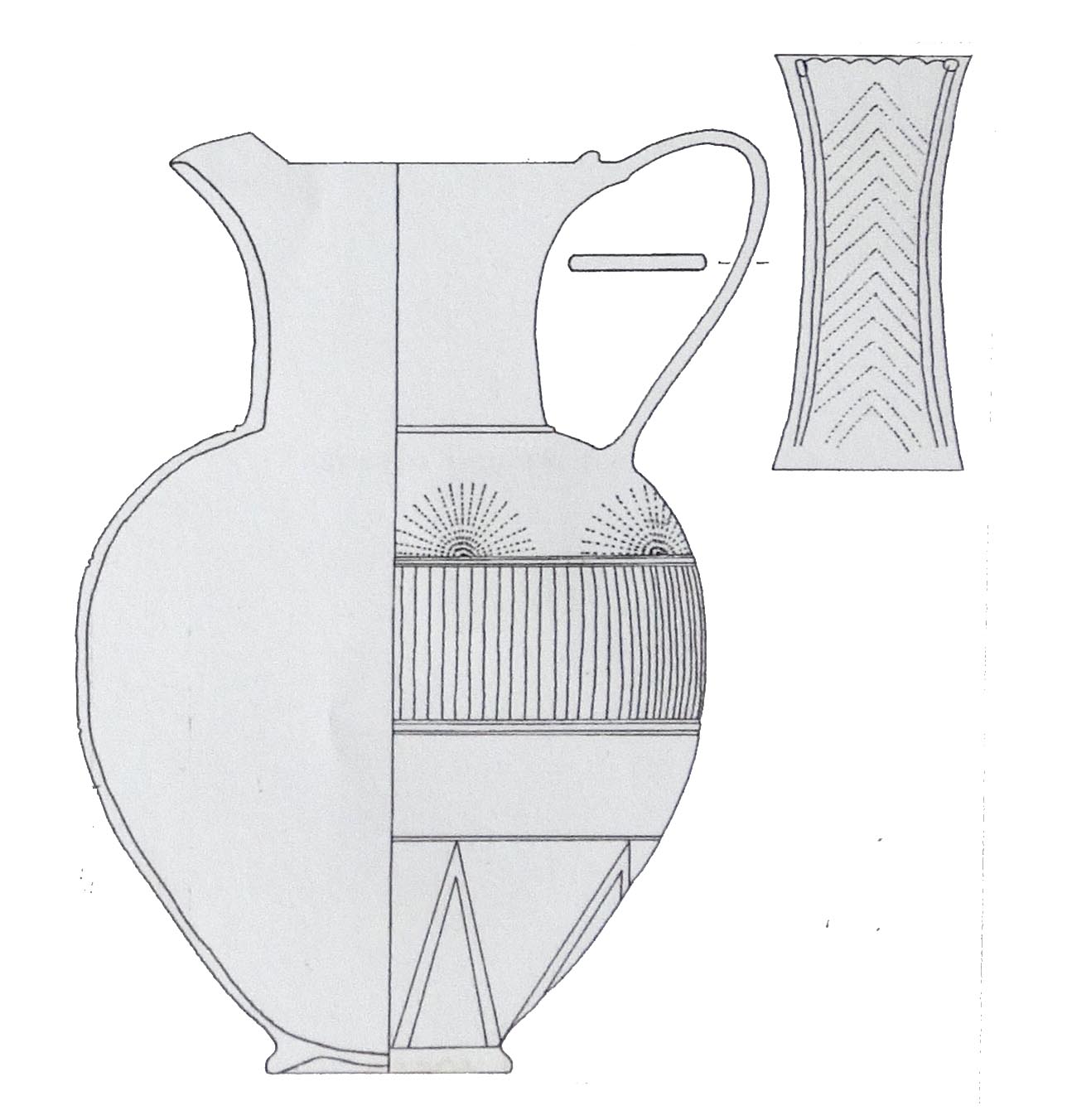 oinochoe a bocca trilobata, Rasmussen 3a - ambito etrusco meridionale (seconda metà sec. VII a.C)