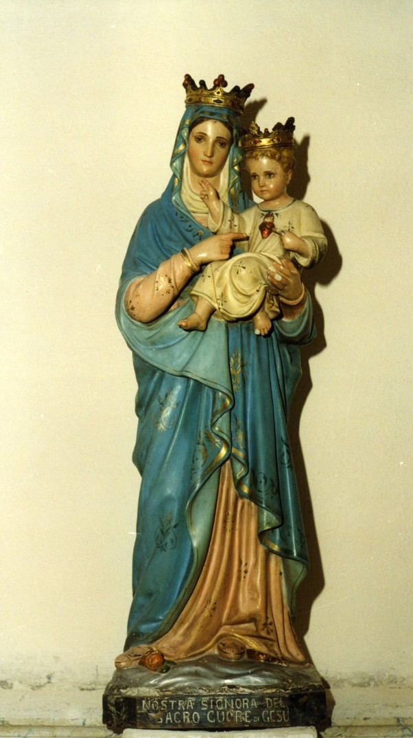 Nostra signora del sacro cuore, madonna con bambino (statua)