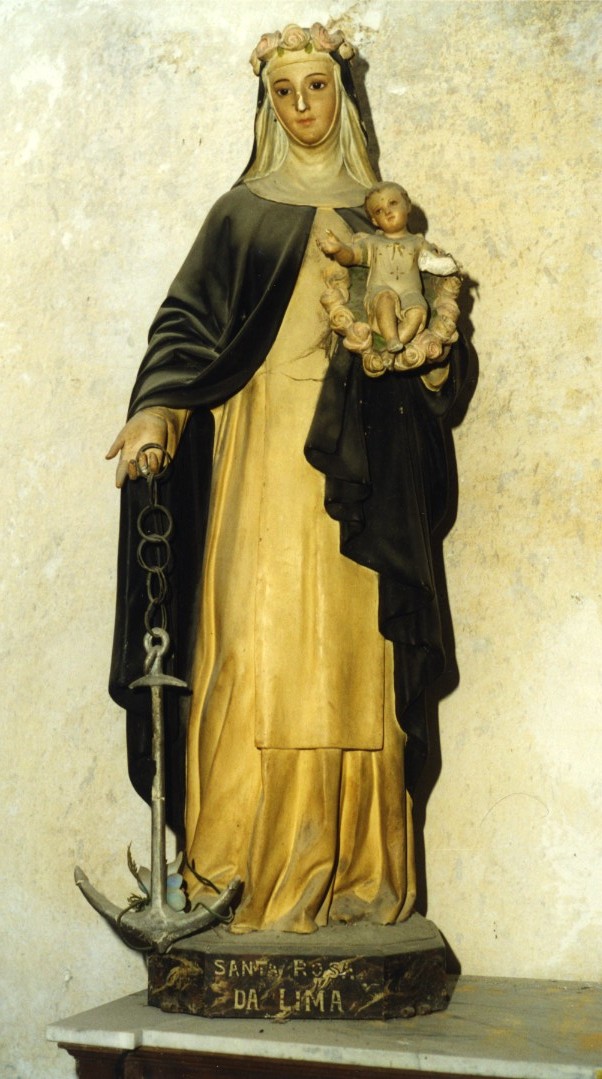 Santa rosa da lima con gesù bambino (statua)