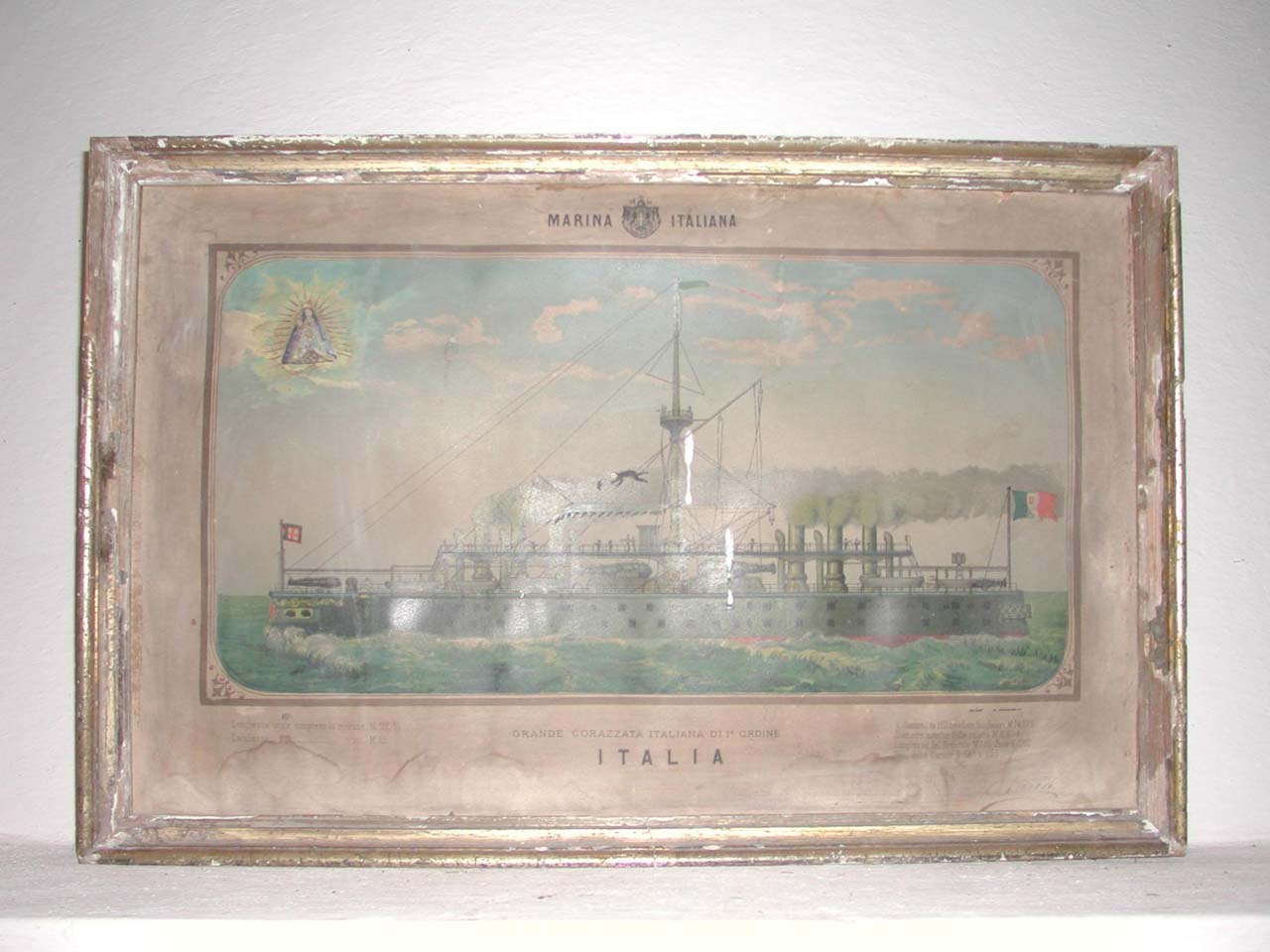 Intervento salvifico della vergine di valverde su nave militare in navigazione (ex voto)