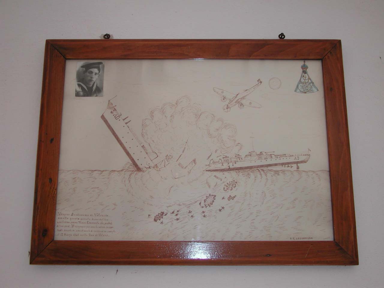 Intervento salvifico della vergine di valverde su una nave da guerra durante la seconda guerra mondiale (ex voto)