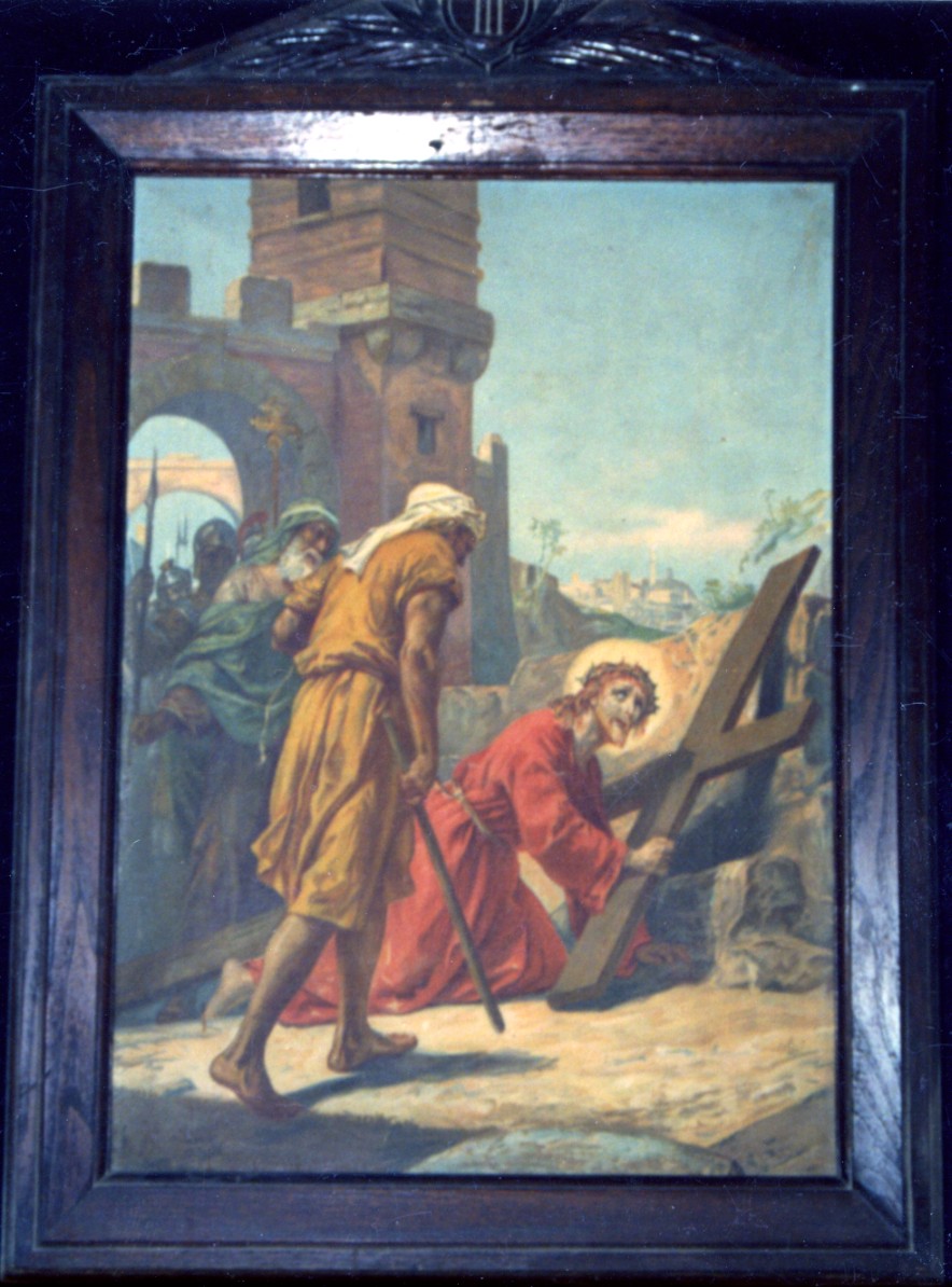 Stazione iii: gesù cade sotto la croce la prima volta (via crucis, ciclo)