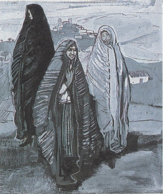 Ragazze di Osilo (dipinto) di Biasi Giuseppe (secondo quarto sec. XX)