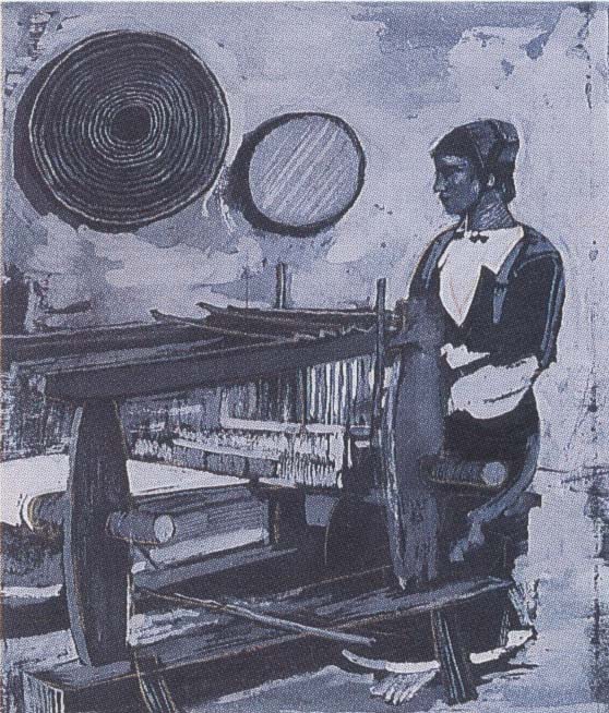 Telaio di Desulo (dipinto) di Biasi Giuseppe (secondo quarto sec. XX)