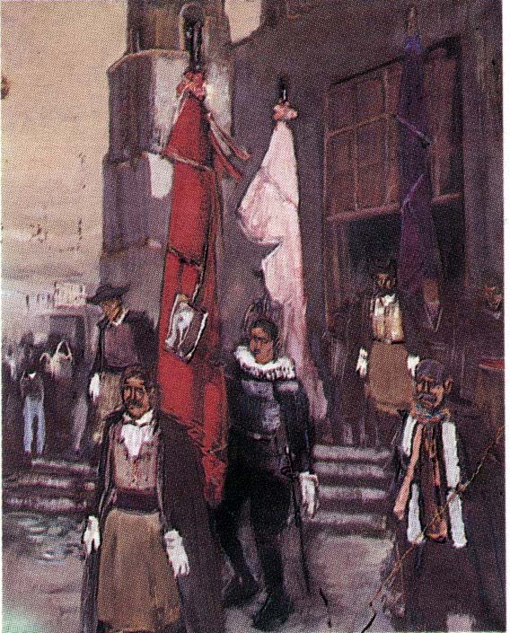 Obrieri con stendardi, dipinto