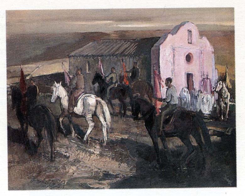 Cavalieri al santuario, dipinto