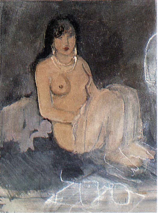 Figura femminile nuda (studio) (dipinto) di Biasi Giuseppe (secondo quarto sec. XX)