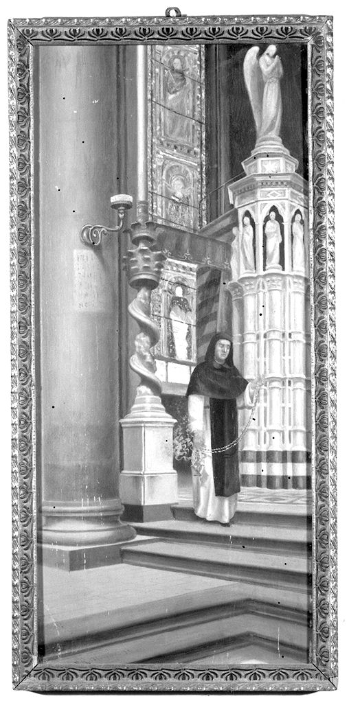 frate nella chiesa di S. Maria Novella a Firenze (dipinto) di Minocchi Raimondo (sec. XX)