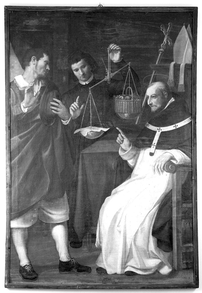 Sant'Antonino Pierozzi redarguisce un contadino che chiedeva la mancia (dipinto) - ambito fiorentino (secc. XVI/ XVII)