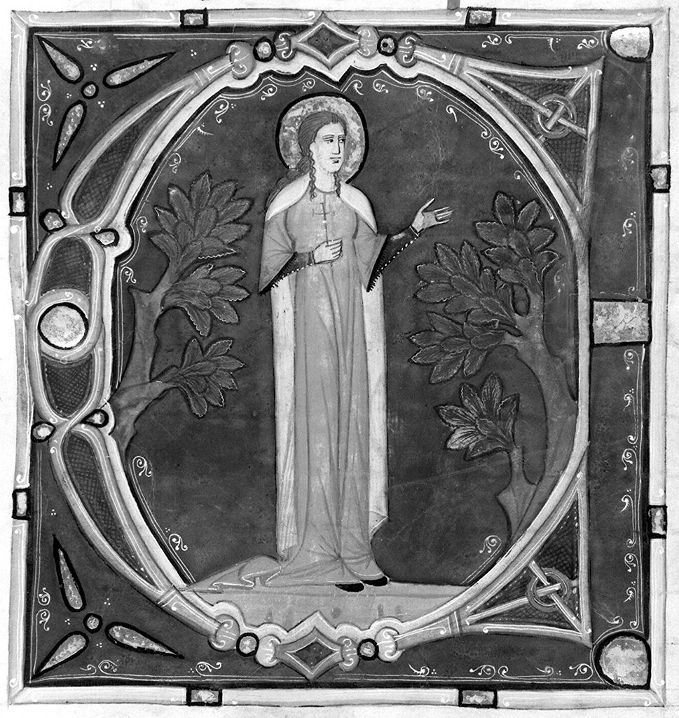 lettera C, Santa Cecilia (miniatura) - ambito fiorentino-aretino (sec. XIII)