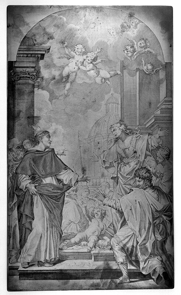 San Vincenzo Ferrer riporta alla vita un bambino (matrice) di Baroni Carlo, Creti Donato (sec. XVIII)